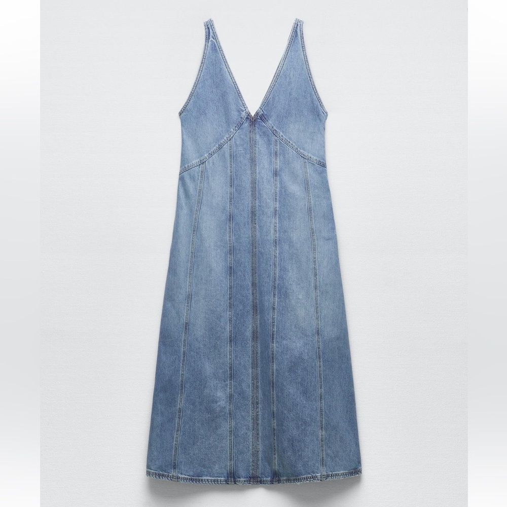 Zara Women's TRF Denim Midi Dress